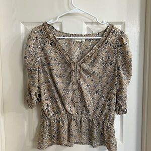 Max Studio Beige Floral Blouse